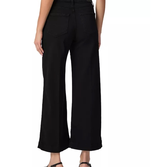 PAIGE "Anessa" High-Rise Crop Wide-Leg Jeans in Black Shadow: Sz. 29 - Picture 3 of 9